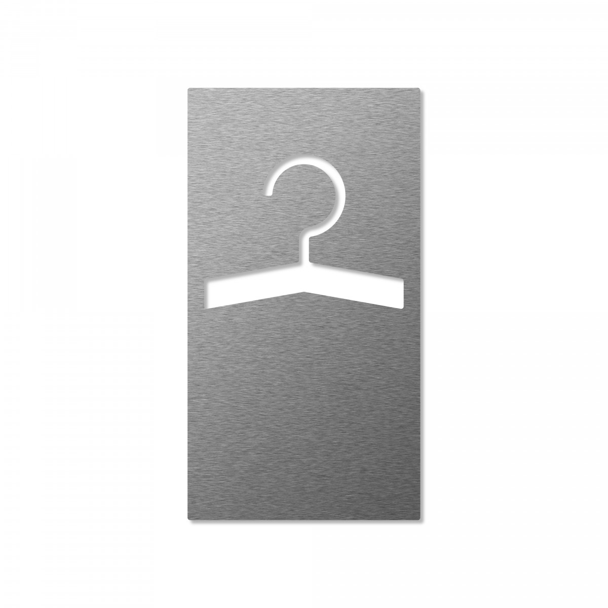 Keilbach Piktogramm "Mark" aus Edelstahl, Symbol "Garderobe", 7 x 13 cm, gebürstete Oberfläche, Materialstärke 2 mm, selbstklebend