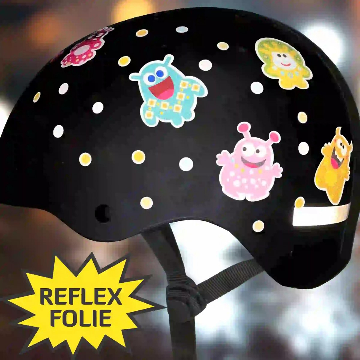 Fahrrad Aufkleber Happy Monster & Punkte – Reflektierende Sticker  | MOOXIBIKE