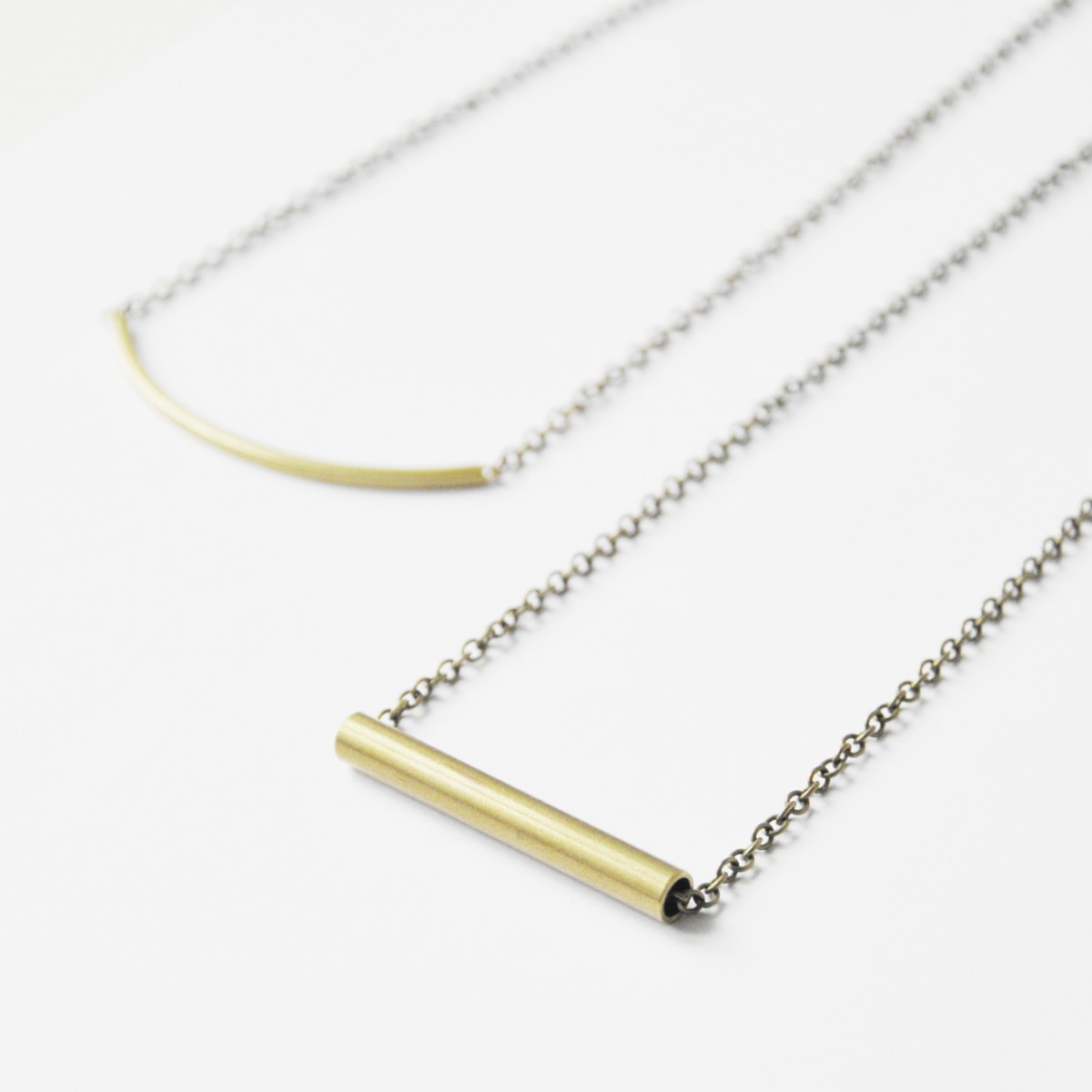 nahili KETTE "simple tubes" lang oder kurz, minimal altgold Messing 