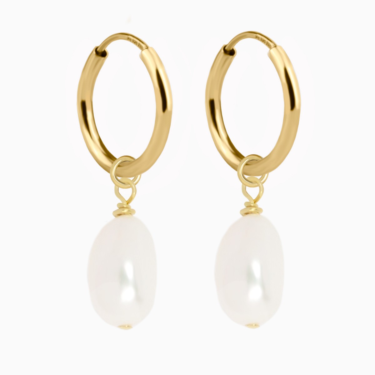 Perlen Creolen Ohrringe aus 18k Gold Vermeil | Paeoni Colors