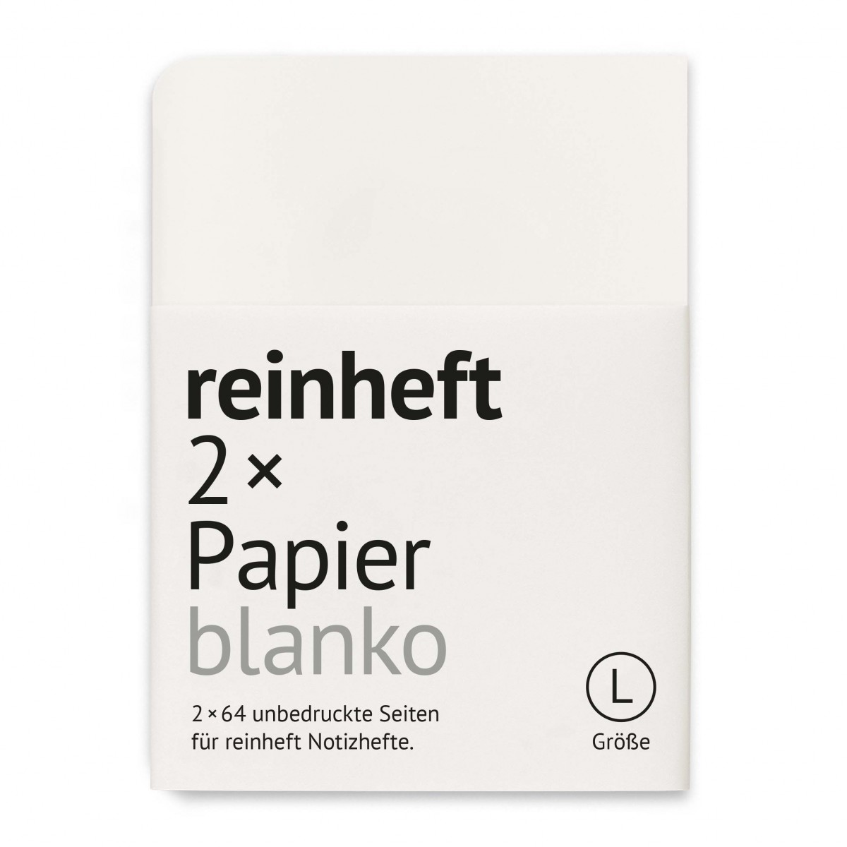 reinheft Papier blanko zum Auswechseln für Umschlag Größe L oder M, 2 x 64 Seiten