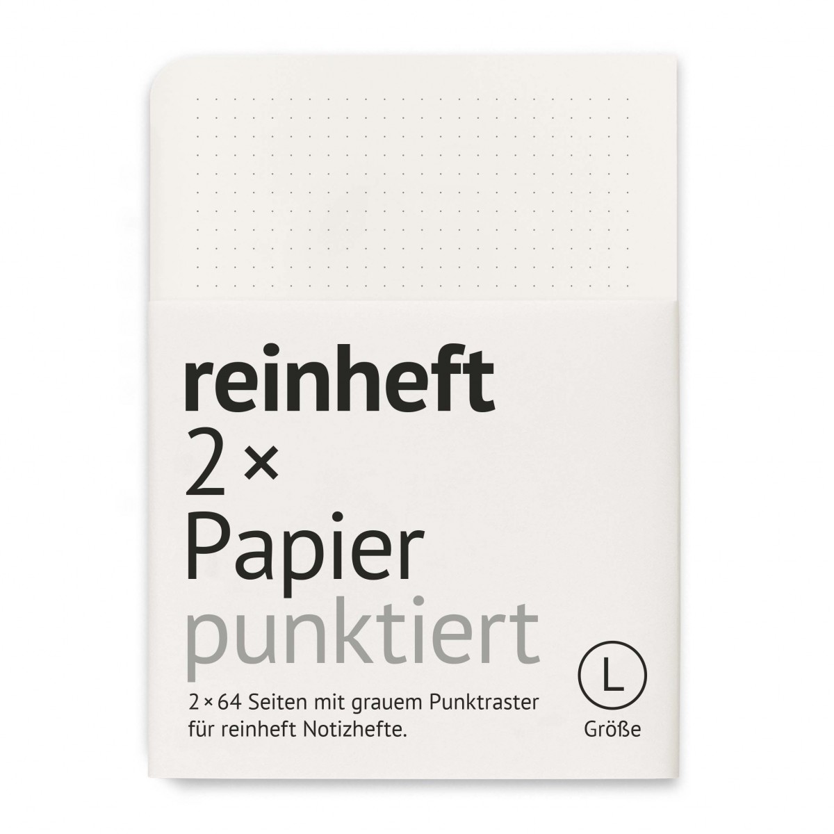 reinheft Papier mit Punktraster zum Auswechseln für Umschlag Größe L oder M, 2 x 64 Seiten