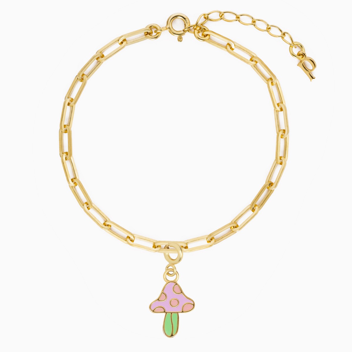 Bettelarmband mit Pilz Charm Anhänger aus Gold Vermeil | Paeoni Colors