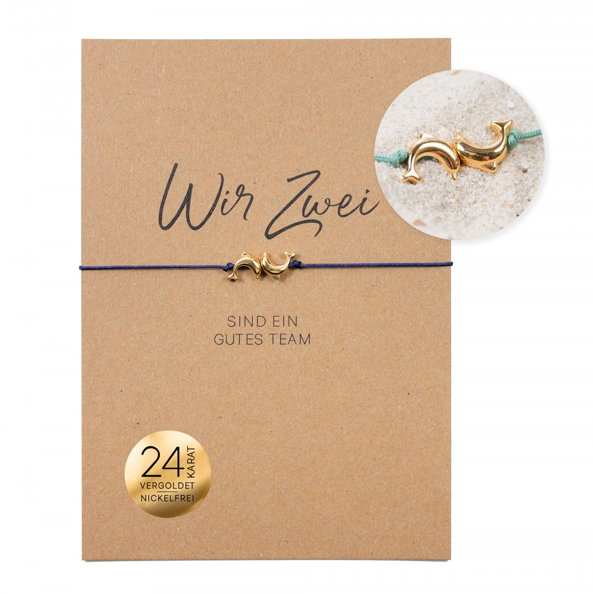 Bow & Hummingbird Armband auf Karte - Delfine - Wir Zwei sind ein gutes Team