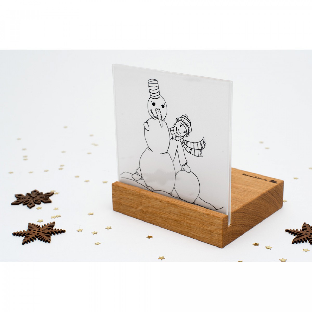 klotzaufklotz Winterkerze Schneemann (Eiche)