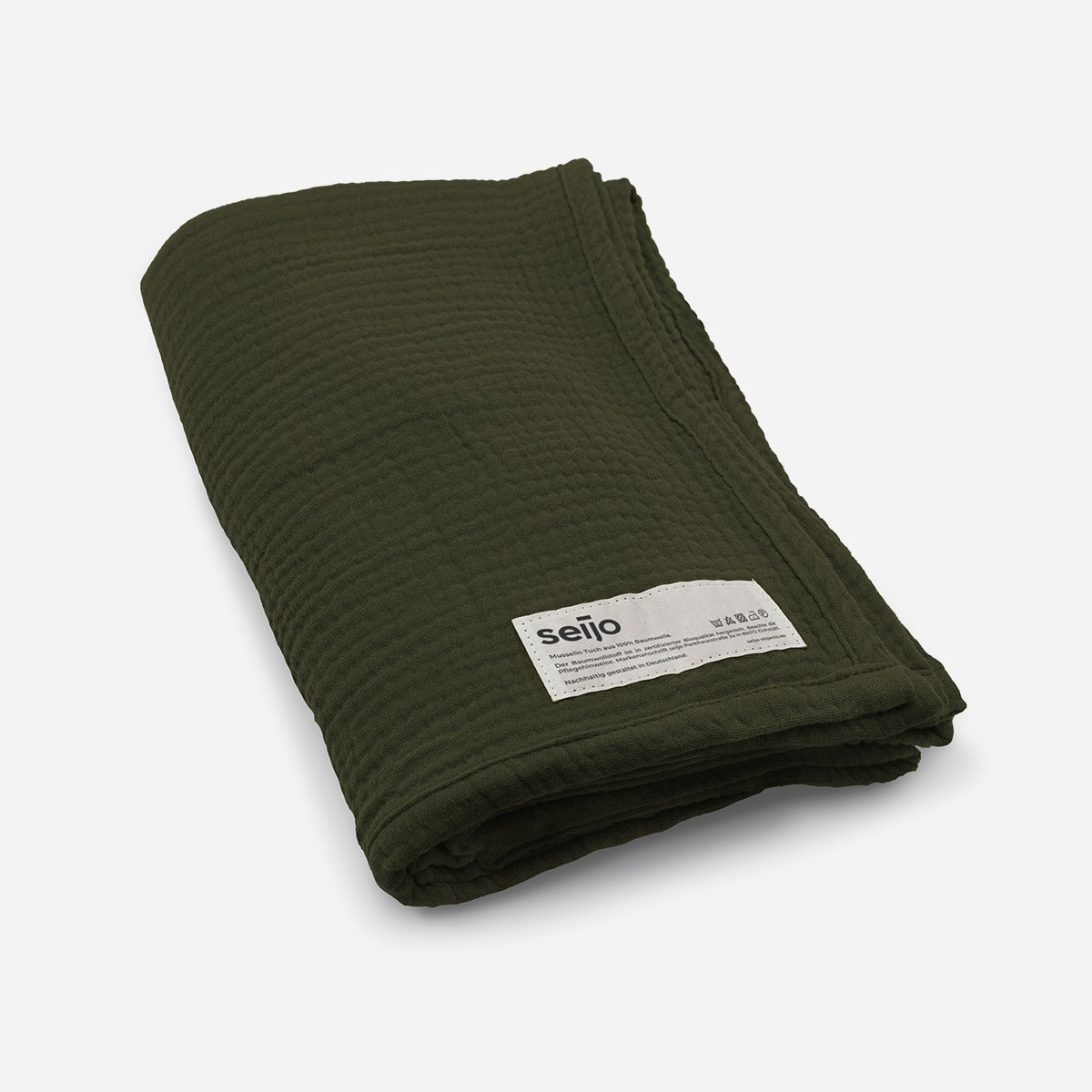 seijo | Musselin Tuch | tanne I 130 x 130 cm | Kleine Decke