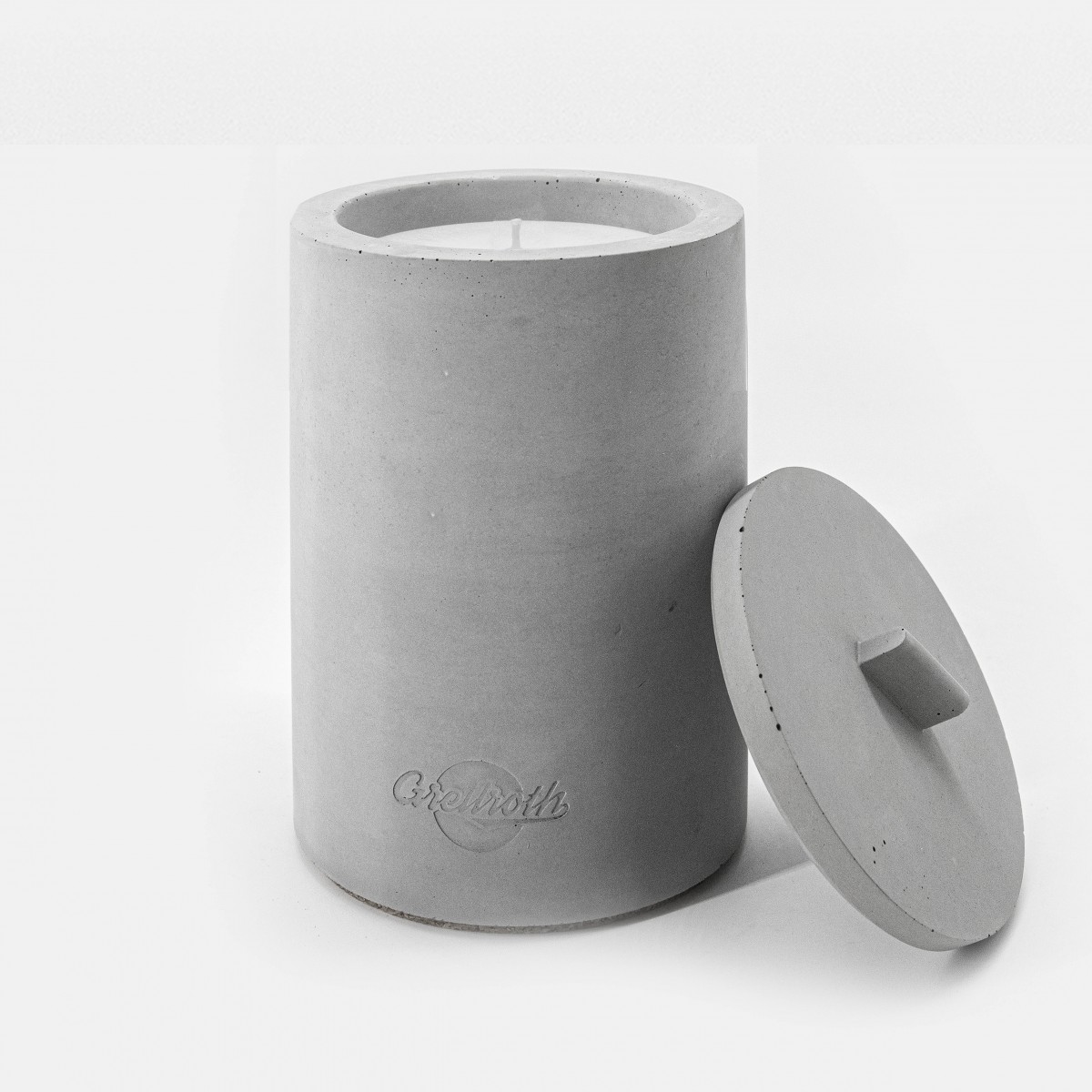Nachfüllbares Beton-Indoor-Feuer “LIGHT L” – mit Betondeckel - Ideal Wachsreste verbrauchen