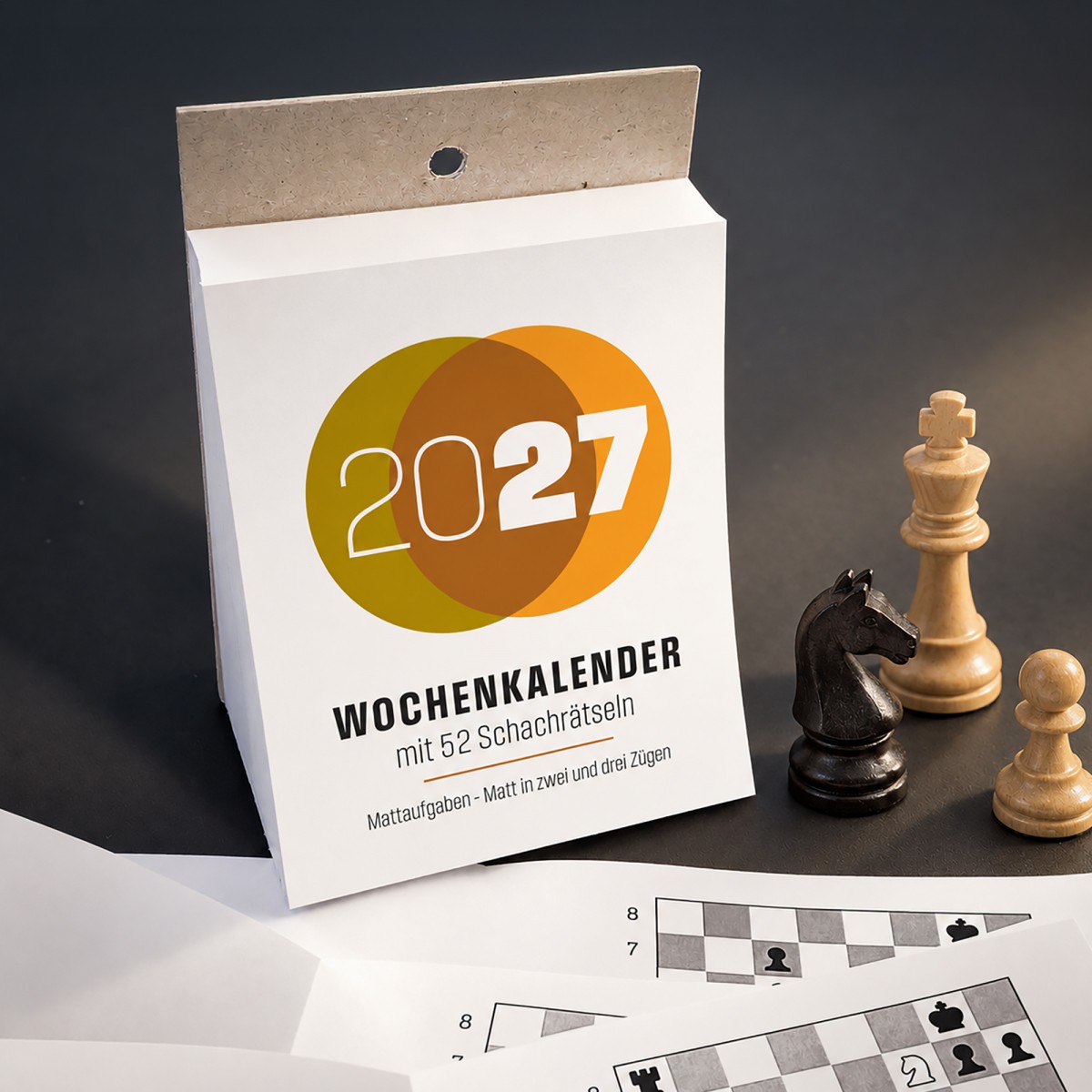 Wochenkalender 2027 Schach – 52 Mattaufgaben zum Knobeln // sperlingb.design