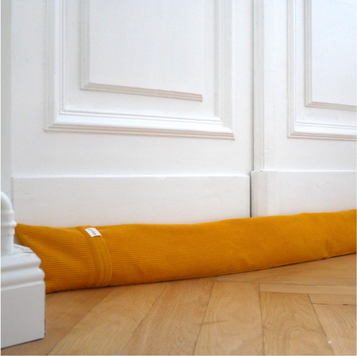 Zugluftstopper gelb "Mustard Cordula" mit waschbarem Bezug von stop!t