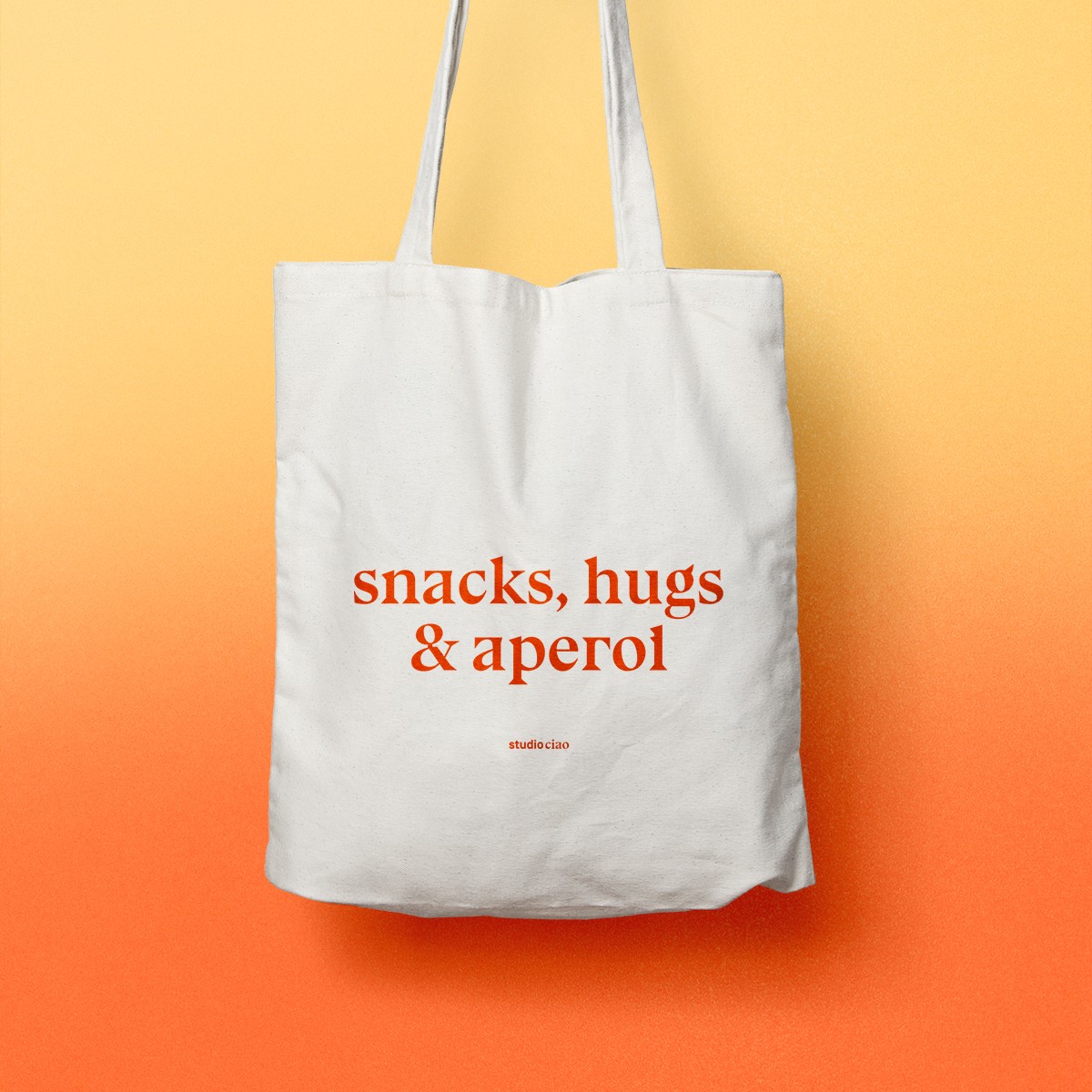 Snacks, Hugs & Aperol Jutebeutel – studio ciao