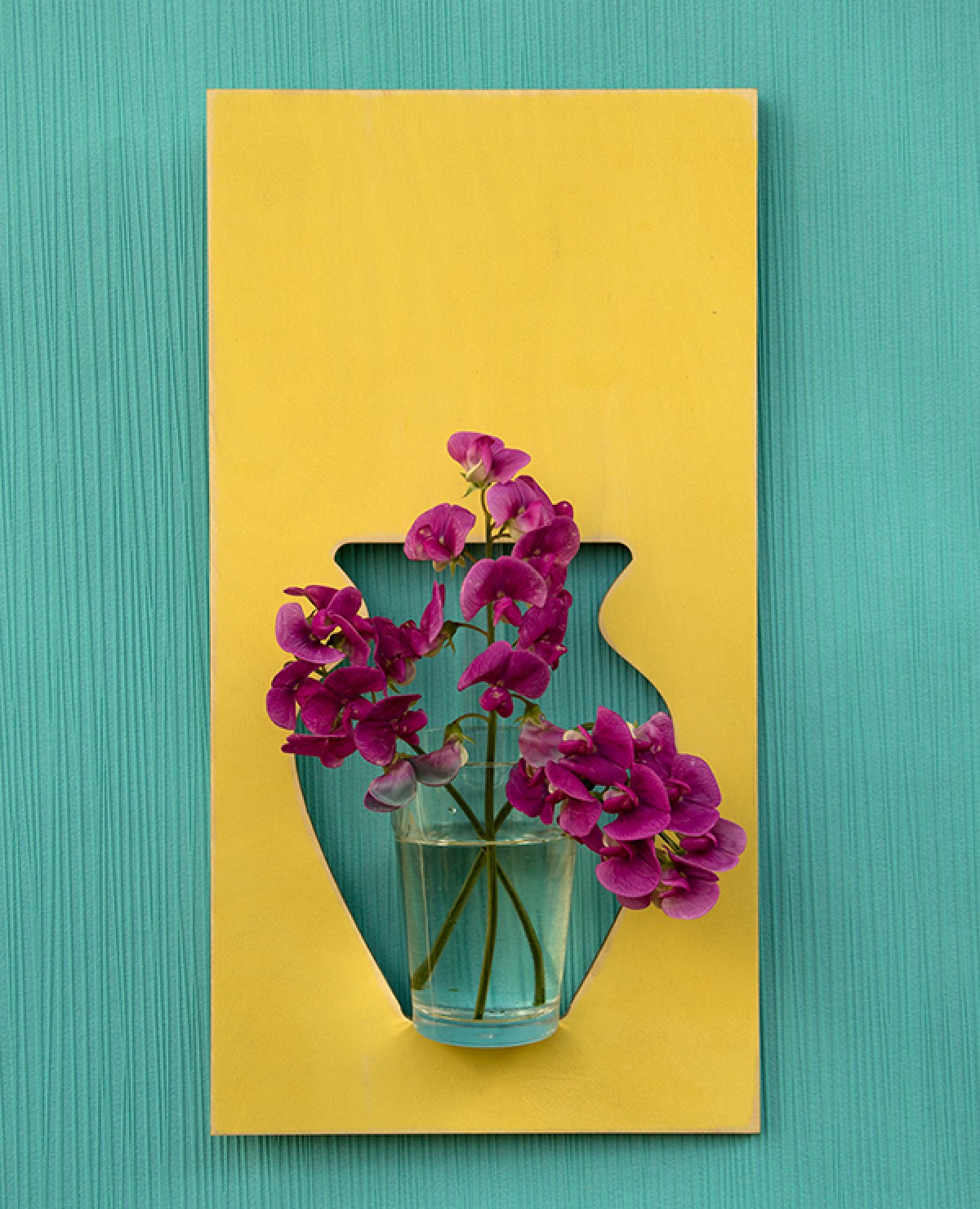 Wandvase flortrait vintage gelb