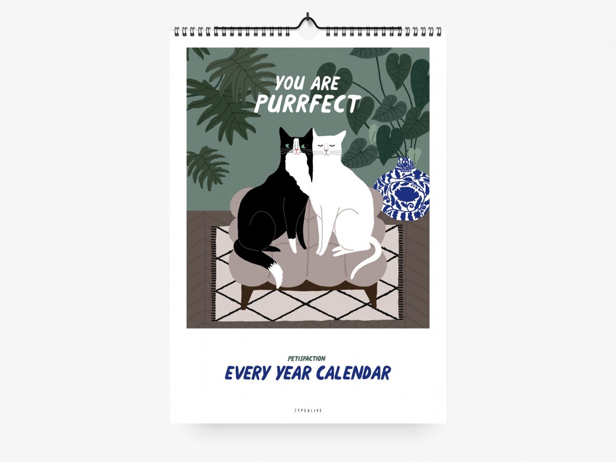 typealive / Wandkalender DIN A4 / Petisfaction "Cats"