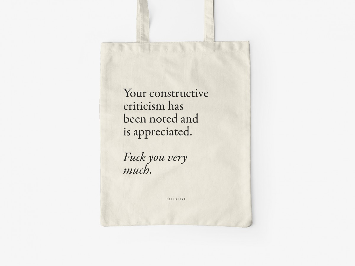 typealive / Baumwolltasche / Criticism