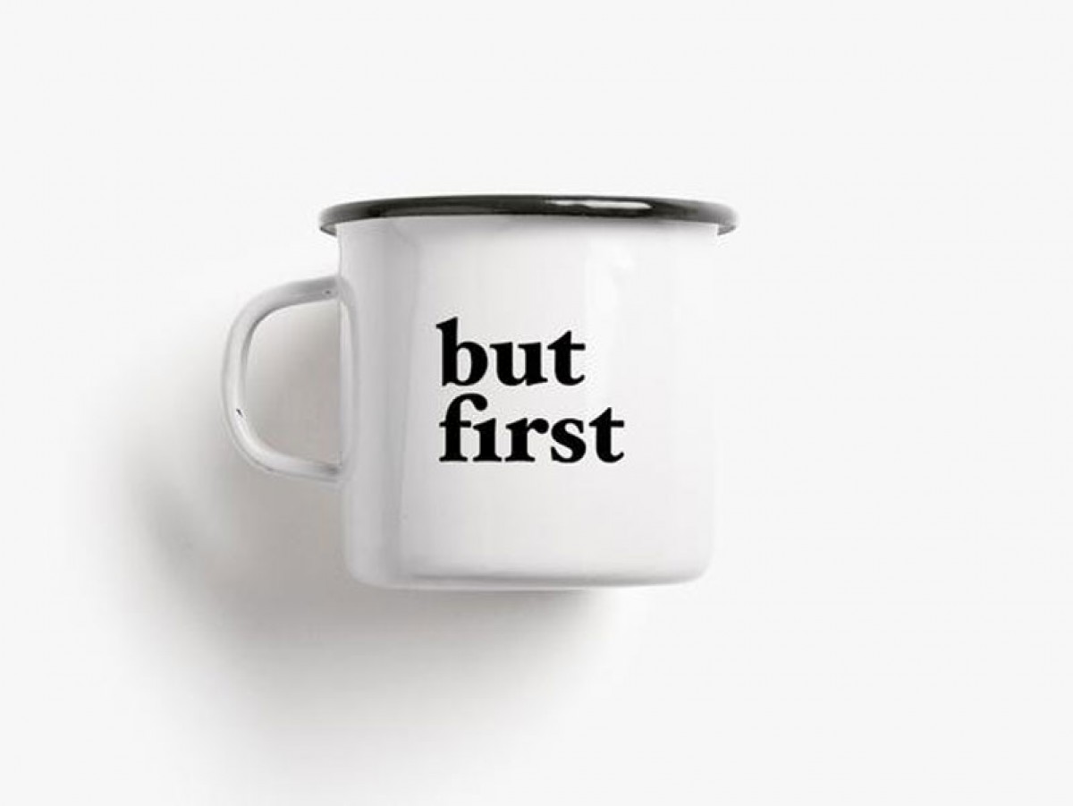 typealive / Emaillebecher Tasse / But First