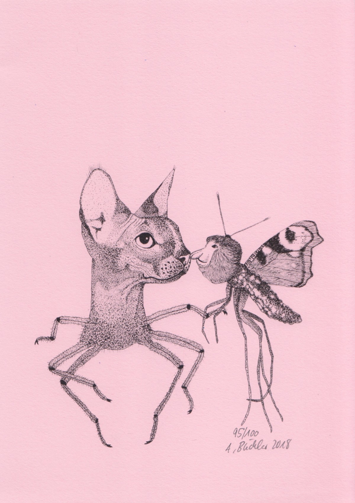 Anka Büchler, Das Liebesspiel der Wolpertinger, limitierte Digitaldruckserie, A5, Motiv 10