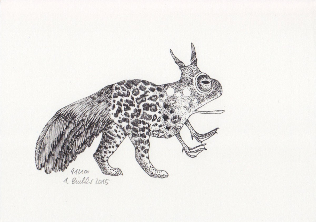 Anka Büchler, Das Liebesspiel der Wolpertinger, limitierte Digitaldruckserie, A5, Motiv 16
