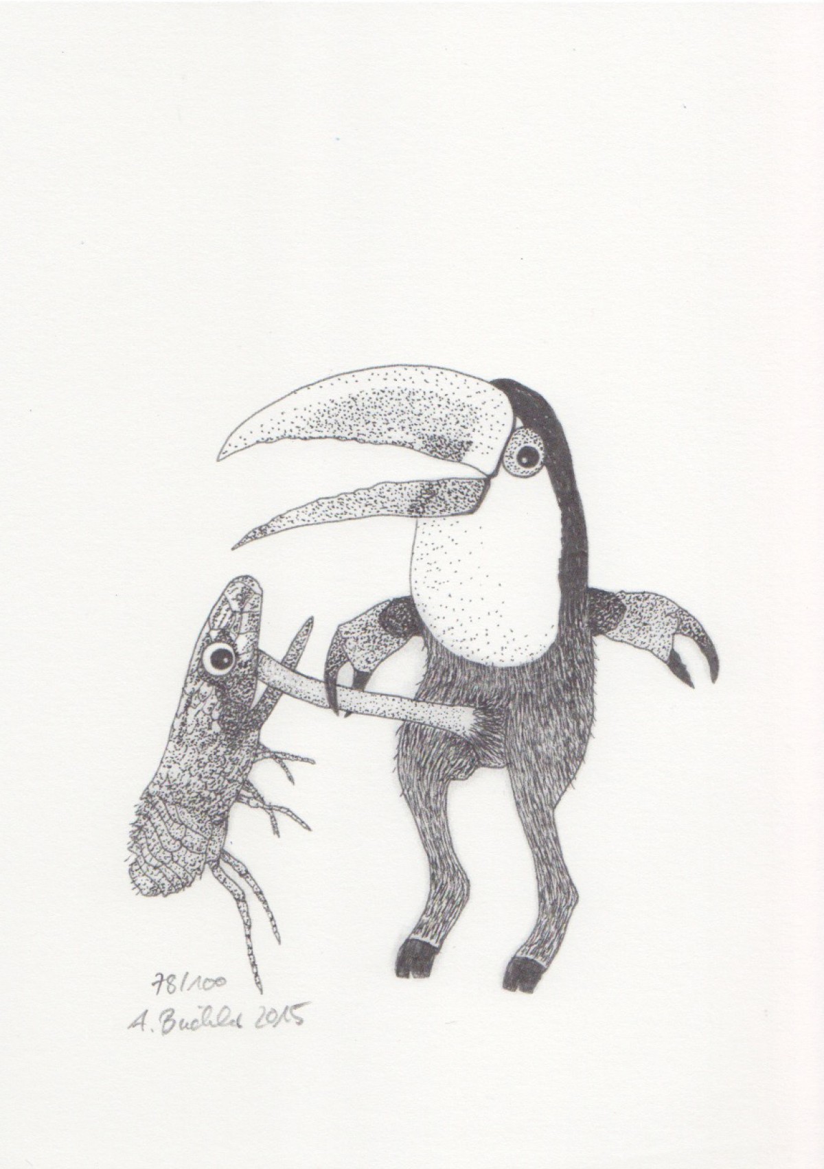 Anka Büchler, Das Liebesspiel der Wolpertinger, limitierte Digitaldruckserie, A5, Motiv 19