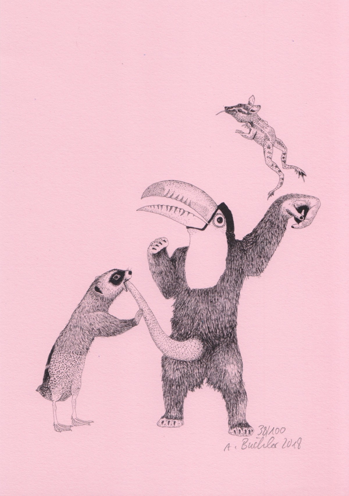 Anka Büchler, Das Liebesspiel der Wolpertinger, limitierte Digitaldruckserie, A5, Motiv 05