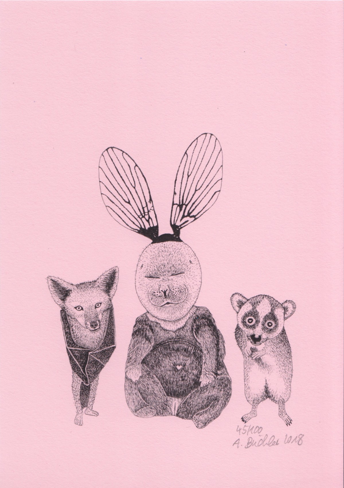 Anka Büchler, Das Liebesspiel der Wolpertinger, limitierte Digitaldruckserie, A5, Motiv 06