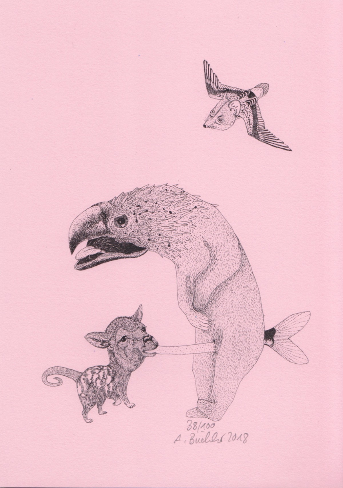 Anka Büchler, Das Liebesspiel der Wolpertinger, limitierte Digitaldruckserie, A5, Motiv 07