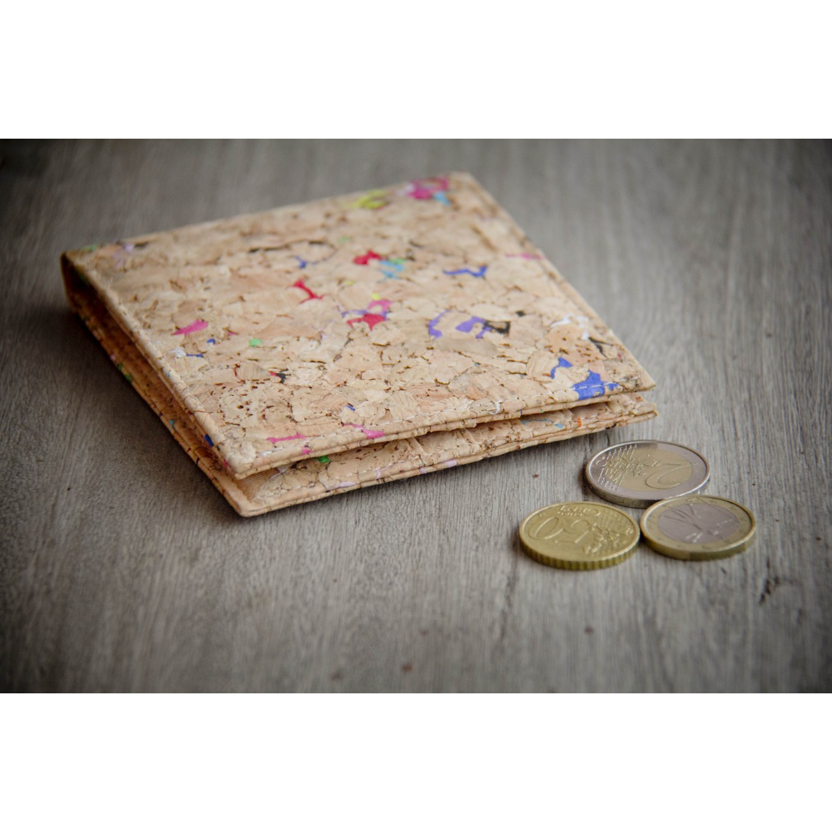 Portemonnaie aus Kork, Geldbörse mit farbigen Akzenten BY COPALA