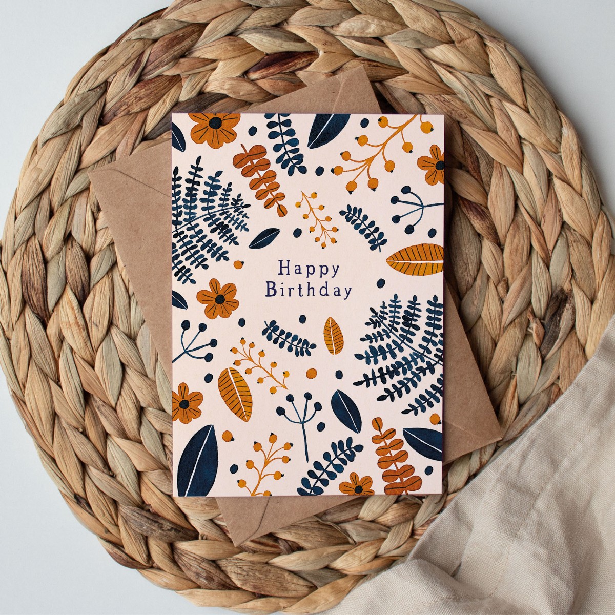 Paperlandscape | Faltkarte | Happy Birthday | Geburtstagskarte | Wilde Blätter | Pflanzen Karte 