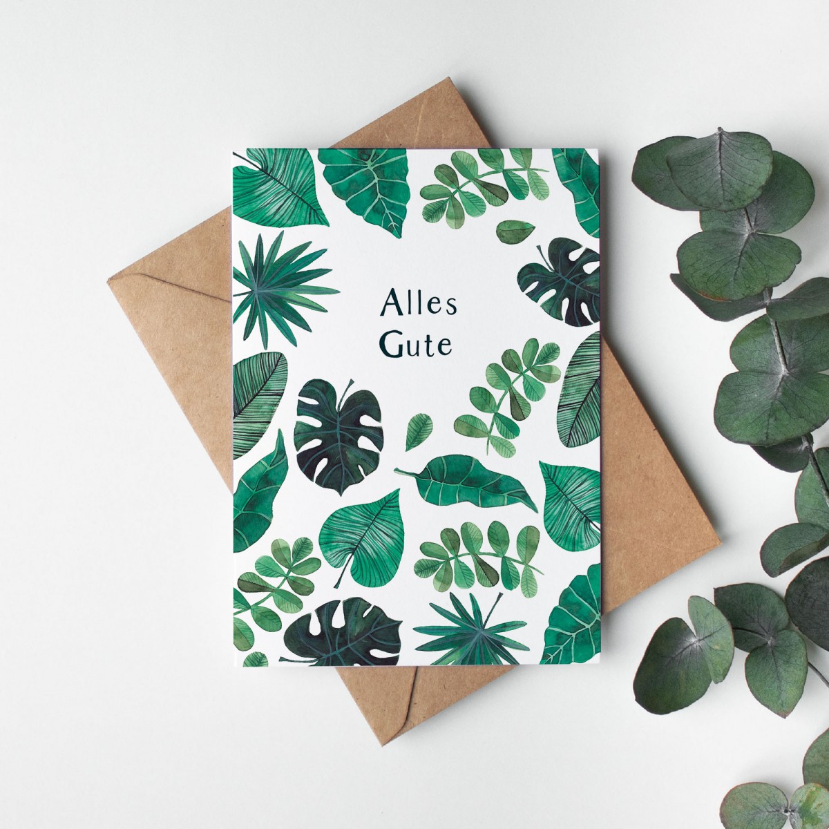 Paperlandscape | Faltkarte | Alles Gute | tropische Blätter | Monstera | Dschungel