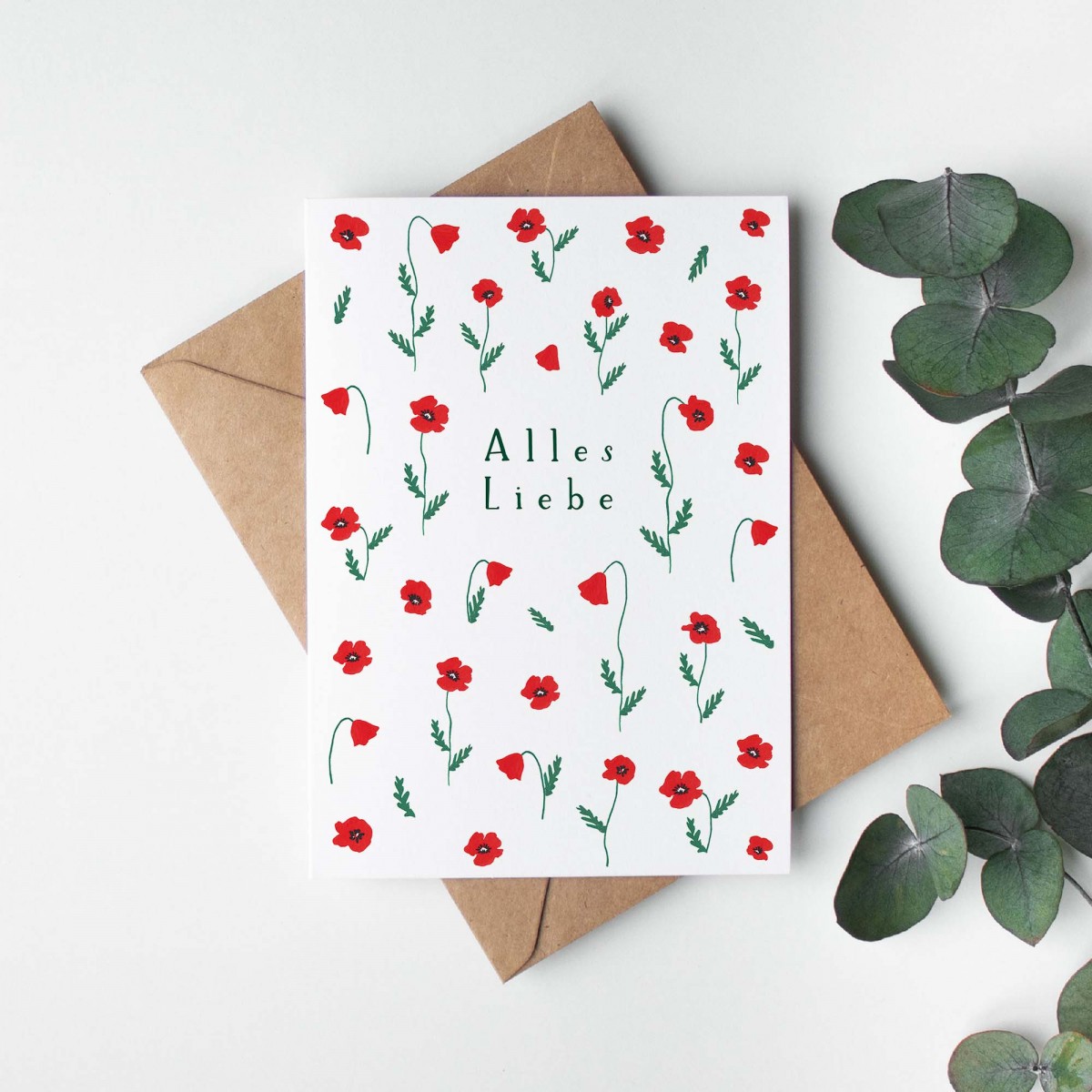 Paperlandscape | Faltkarte | Alles Liebe Mohnblüten