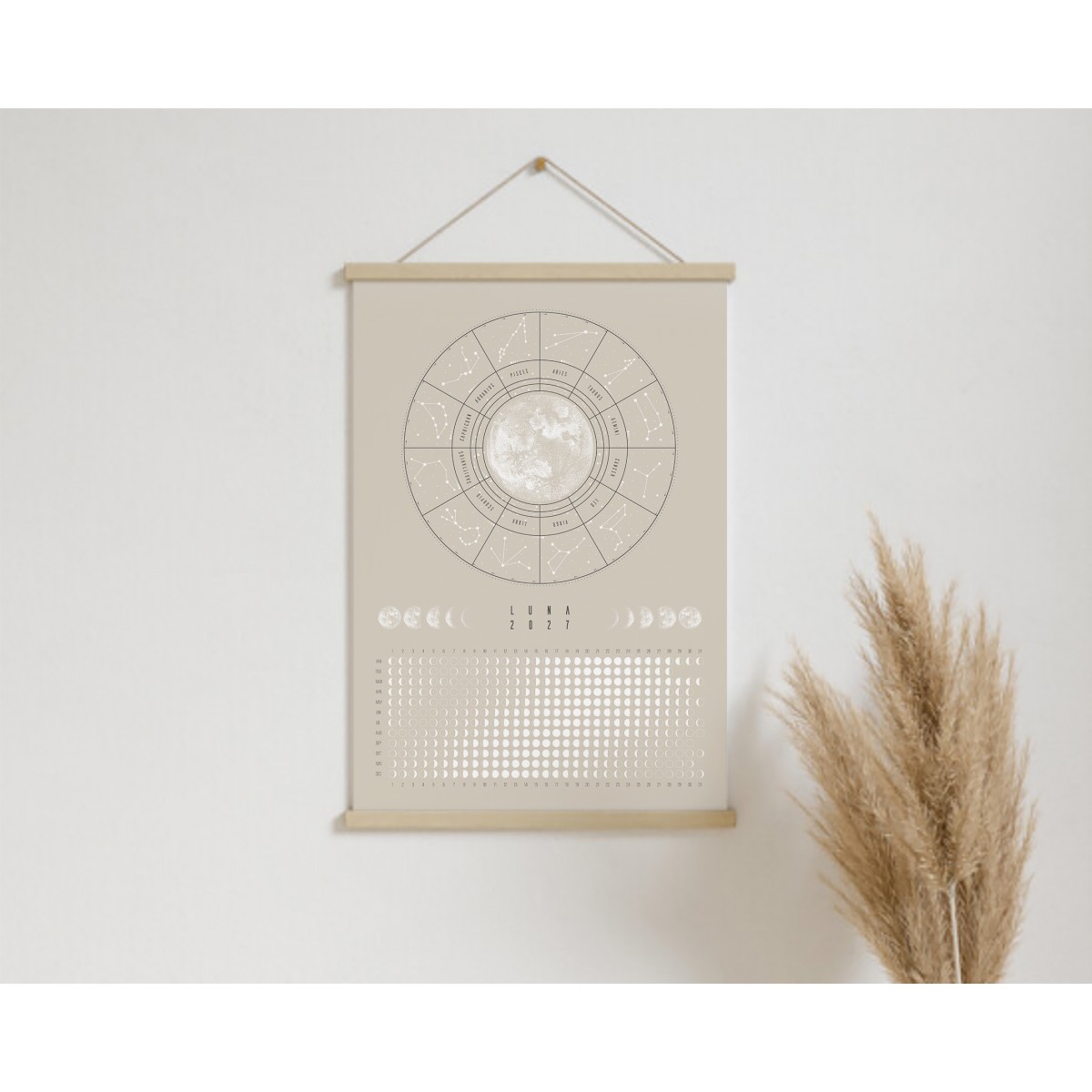 Mondkalender 2027 Poster Beige // ShellyCreates
