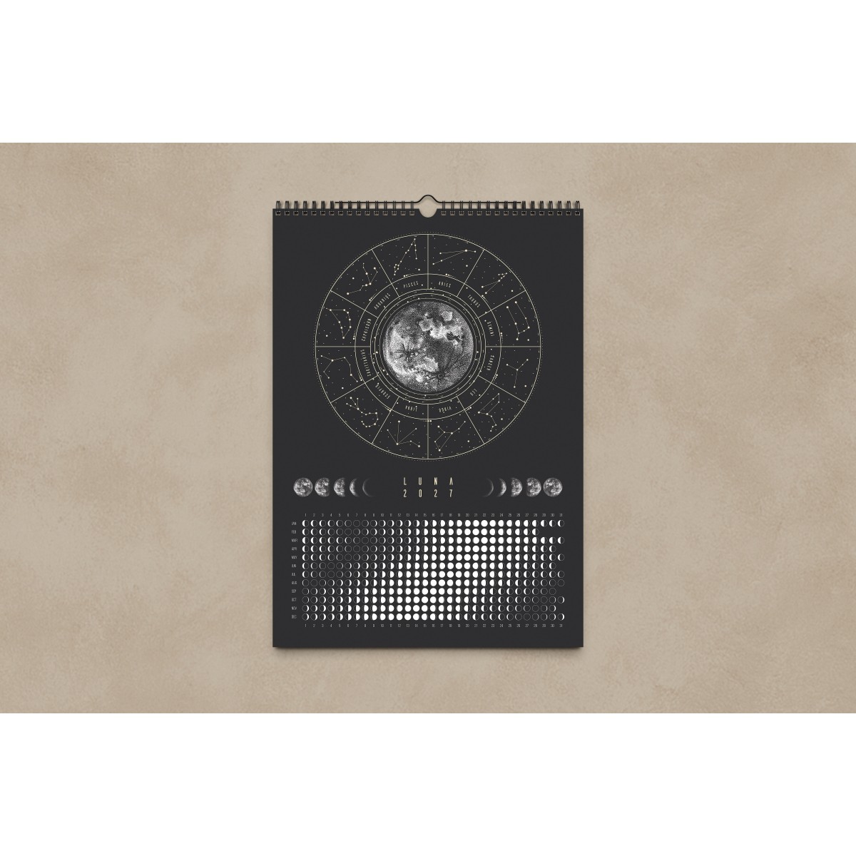 Mondkalender 2027 schwarz // ShellyCreates