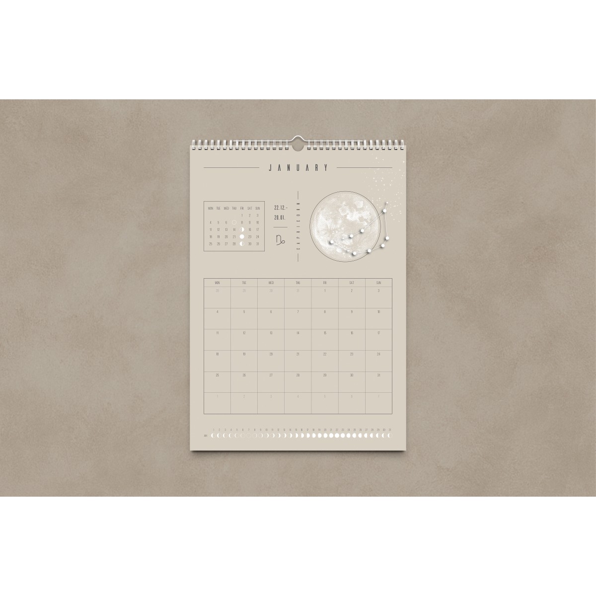 Mondkalender 2027 Beige // ShellyCreates