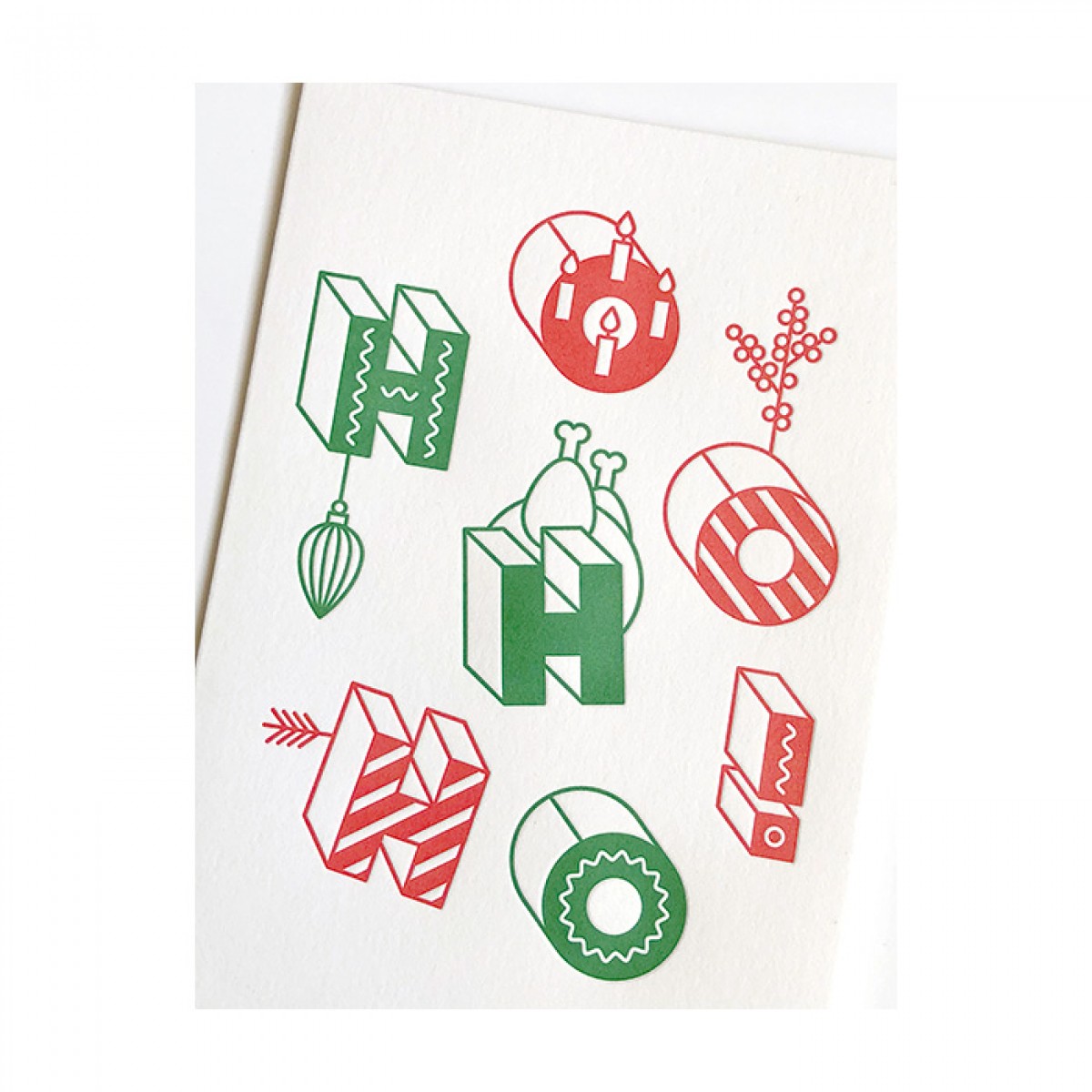 redfries red-green ho ho ho – Letterpress-Klappkarte DIN A6 mit Umschlag