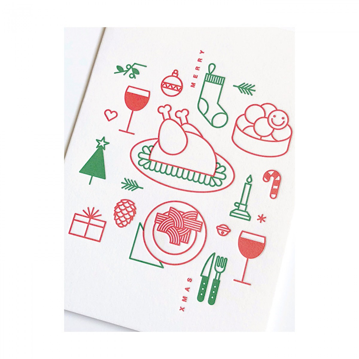 redfries red-green holiday roast – Letterpress-Klappkarte DIN A6 mit Umschlag