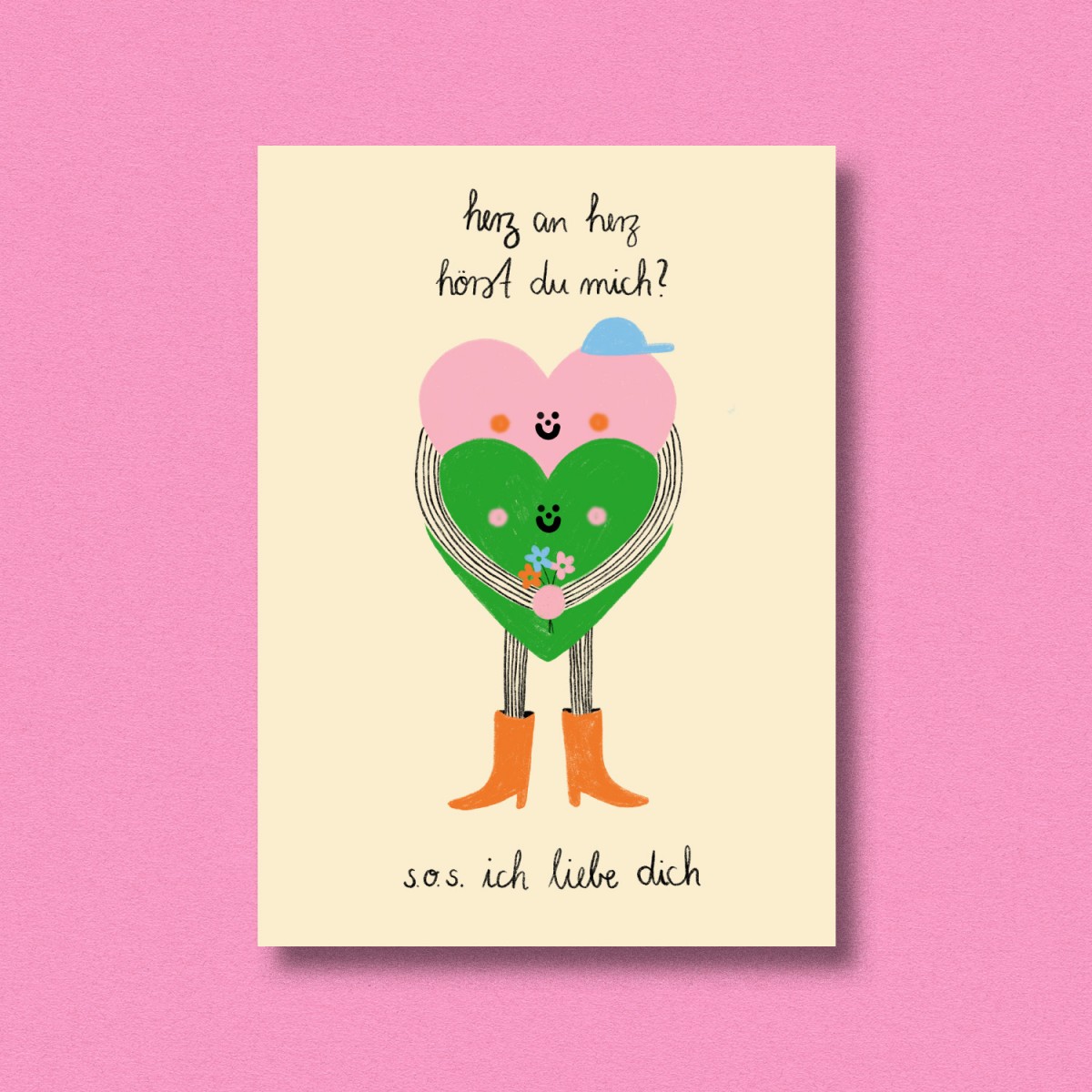 Postkarte Herz an Herz ✿ Jenne Grassmann