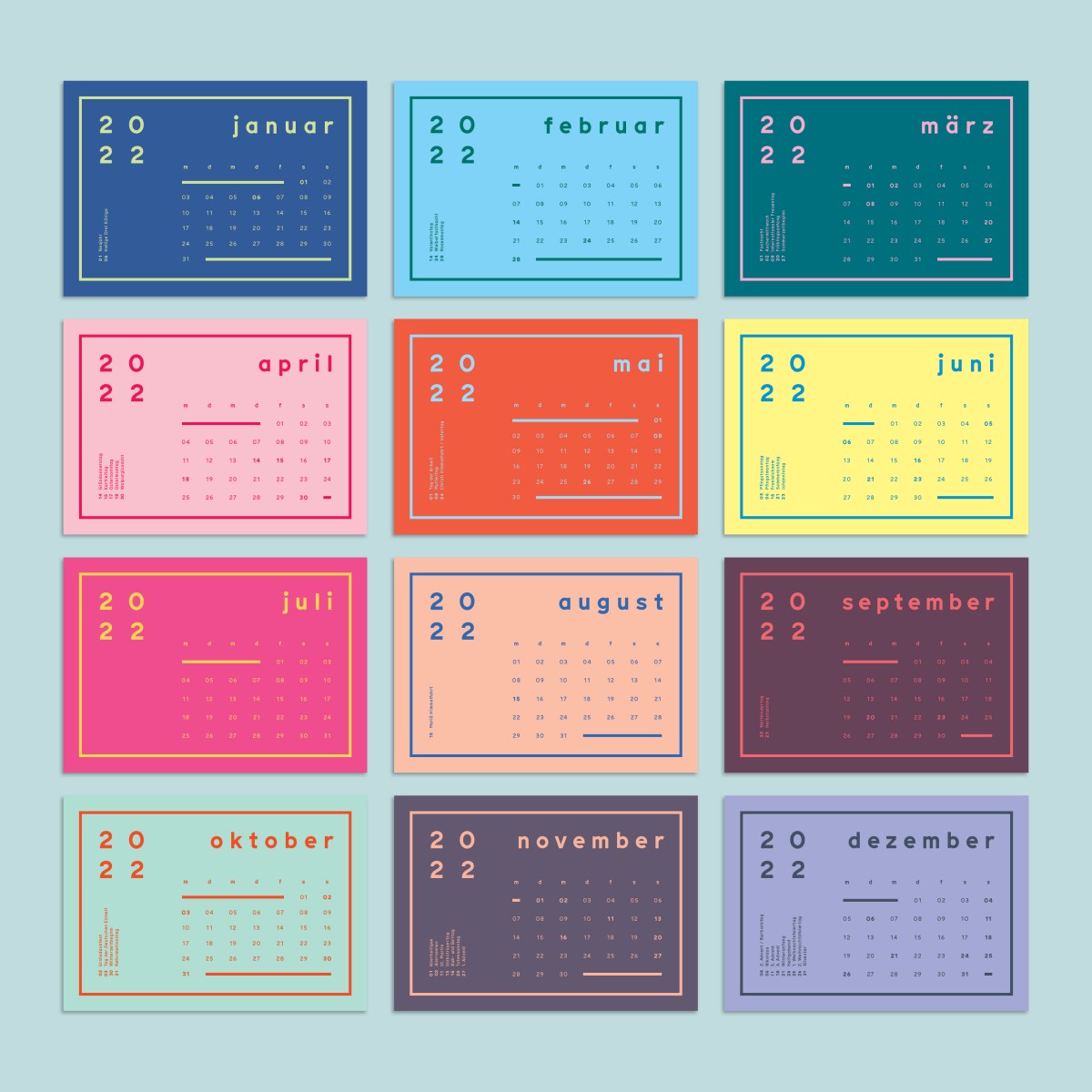 Postkartenkalender inkl. Kartenhalter aus Holz / Tischkalender / frau rippe