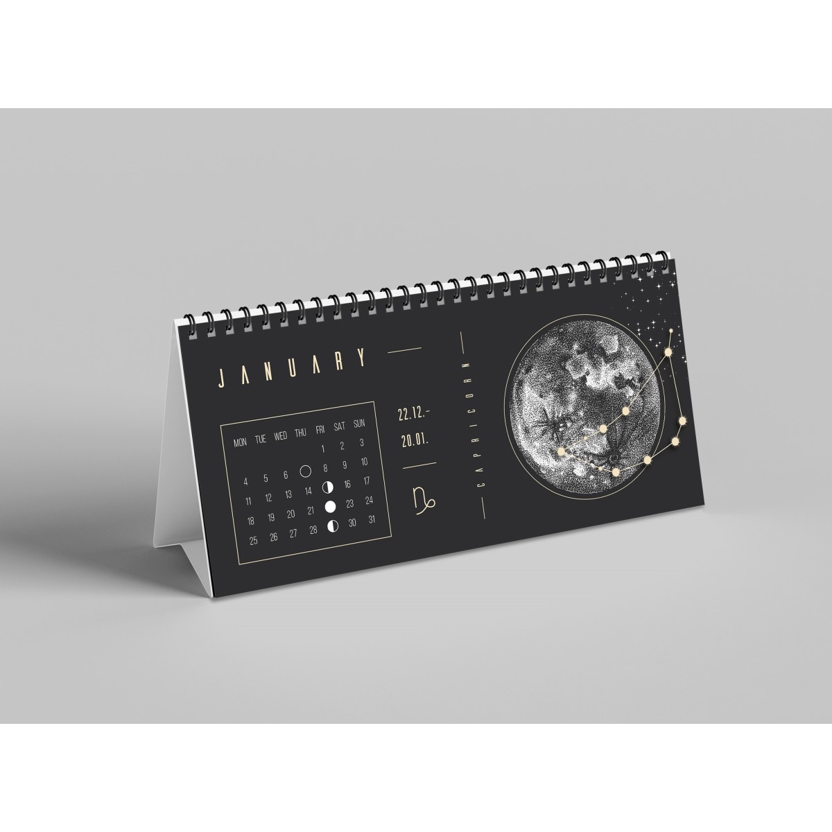 Mondkalender 2027 Tischkalender Schwarz // ShellyCreates