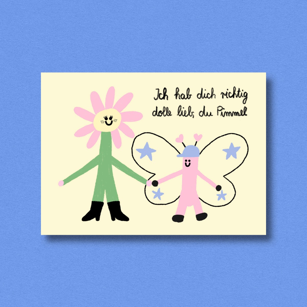Postkarte Ich hab dich richtig dolle lieb ✿ Jenne Grassmann