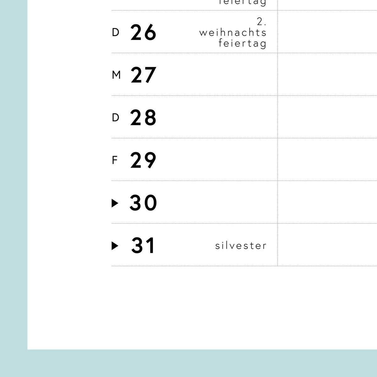 A4 Familienplaner Nr. 03 / 4 Spalten / ab sofort / frau rippe