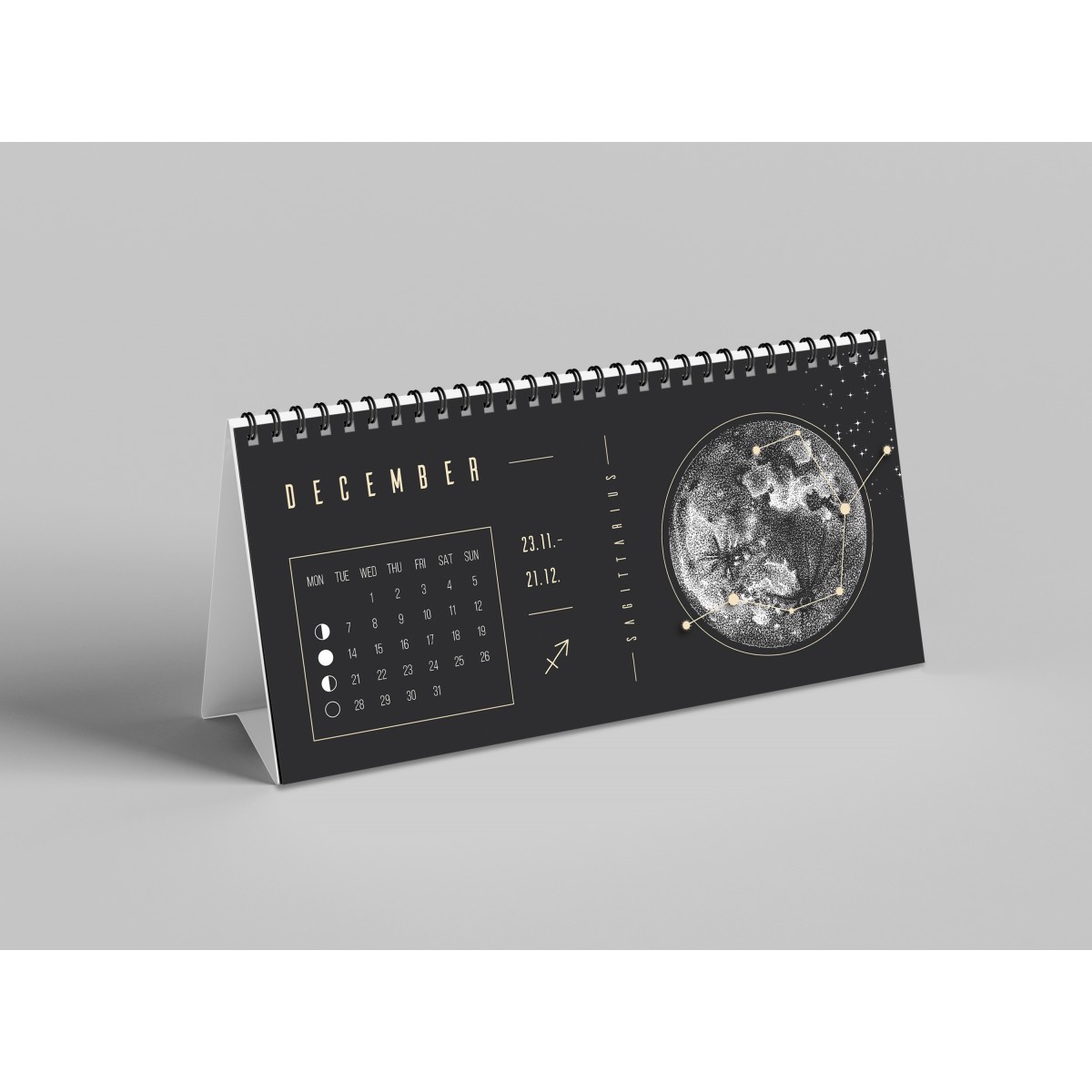 Mondkalender 2027 Tischkalender Schwarz // ShellyCreates