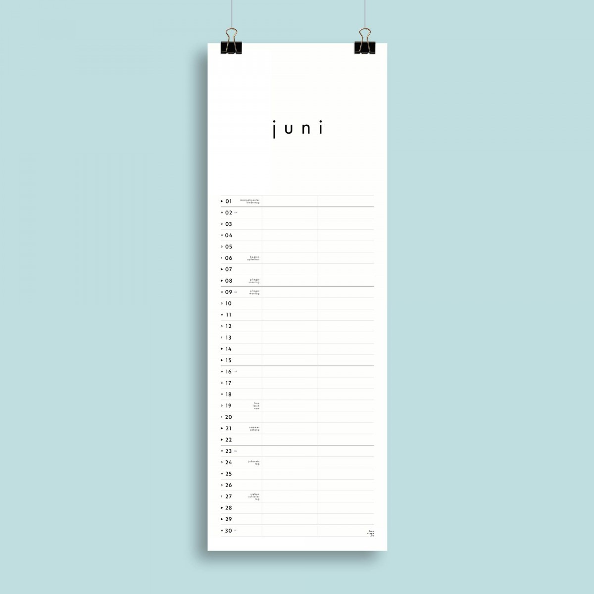 Jahresplaner Nr. 04 / 2 Spalten / ½ A3 / ab sofort / frau rippe