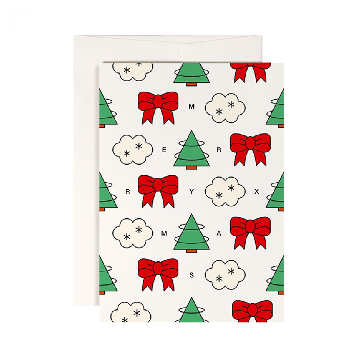 redfries trees and ribbons – Klappkarte DIN A6 mit Umschlag, 3 Stück, Weihnachten