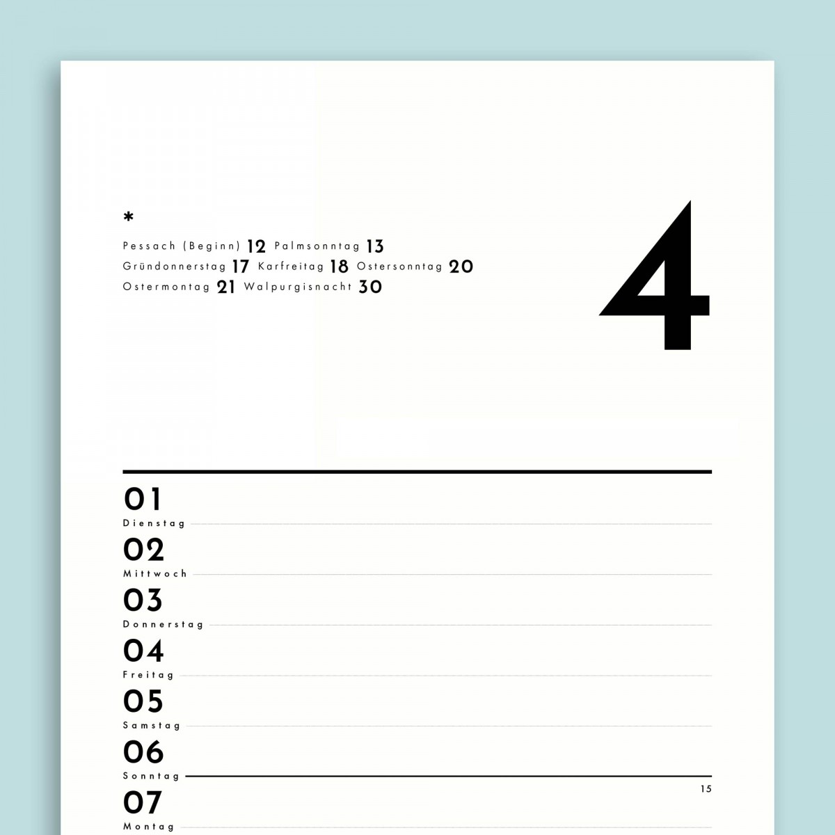 Jahresplaner Nr. 05 / 1 Spalte / ½ A3 / ab sofort / frau rippe