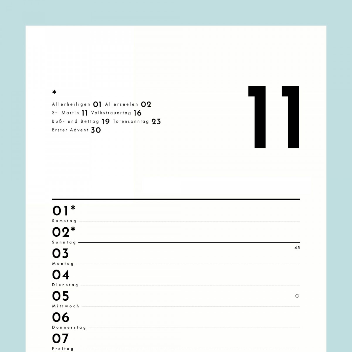 Jahresplaner Nr. 05 / 1 Spalte / ½ A3 / ab sofort / frau rippe
