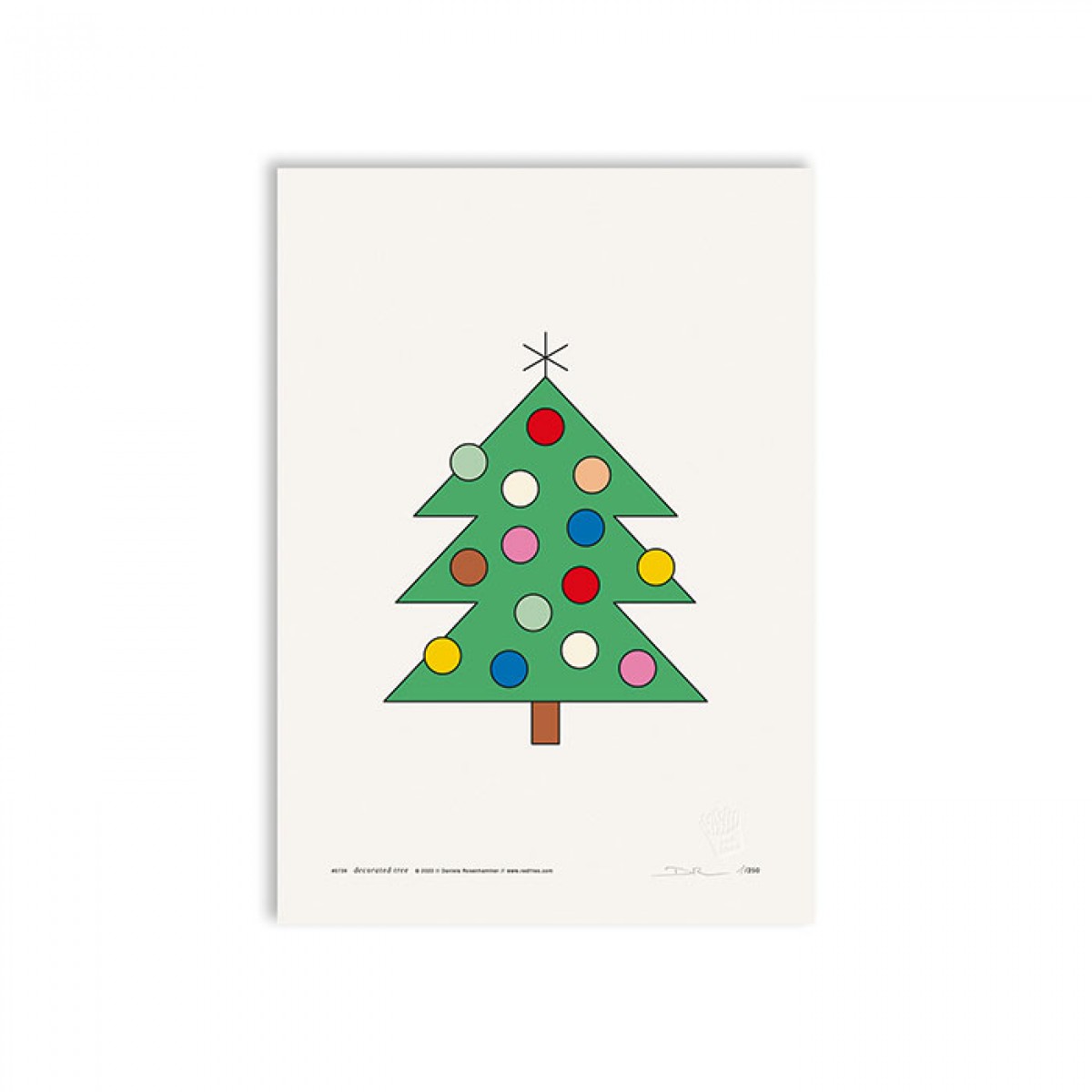 redfries decorated tree white a3 – Kunstdruck DIN A3