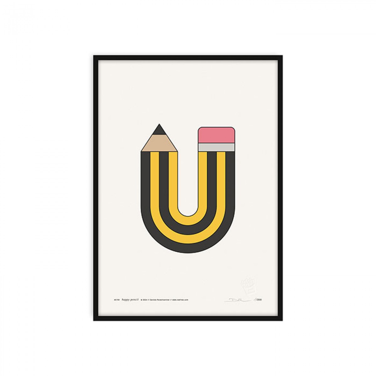 redfries happy pencil – Kunstdruck DIN A3