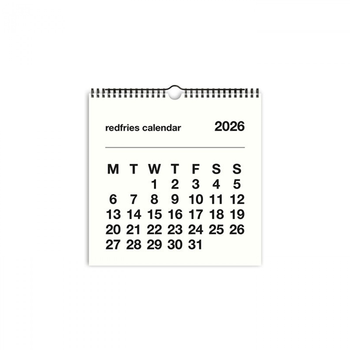 redfries basic 2026 – Monatskalender quadratisch