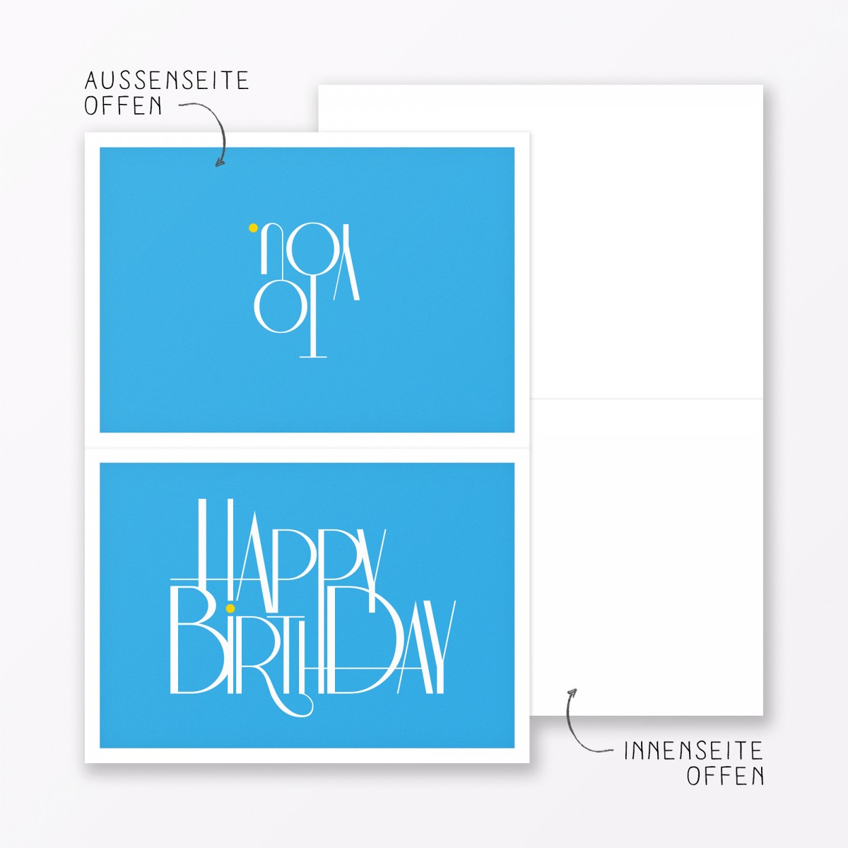 TYPOP 10-teiliges Set Geburtstagskarte "Happy Birthday to You" Klappkarten DIN A6 inkl. Umschläge weiss