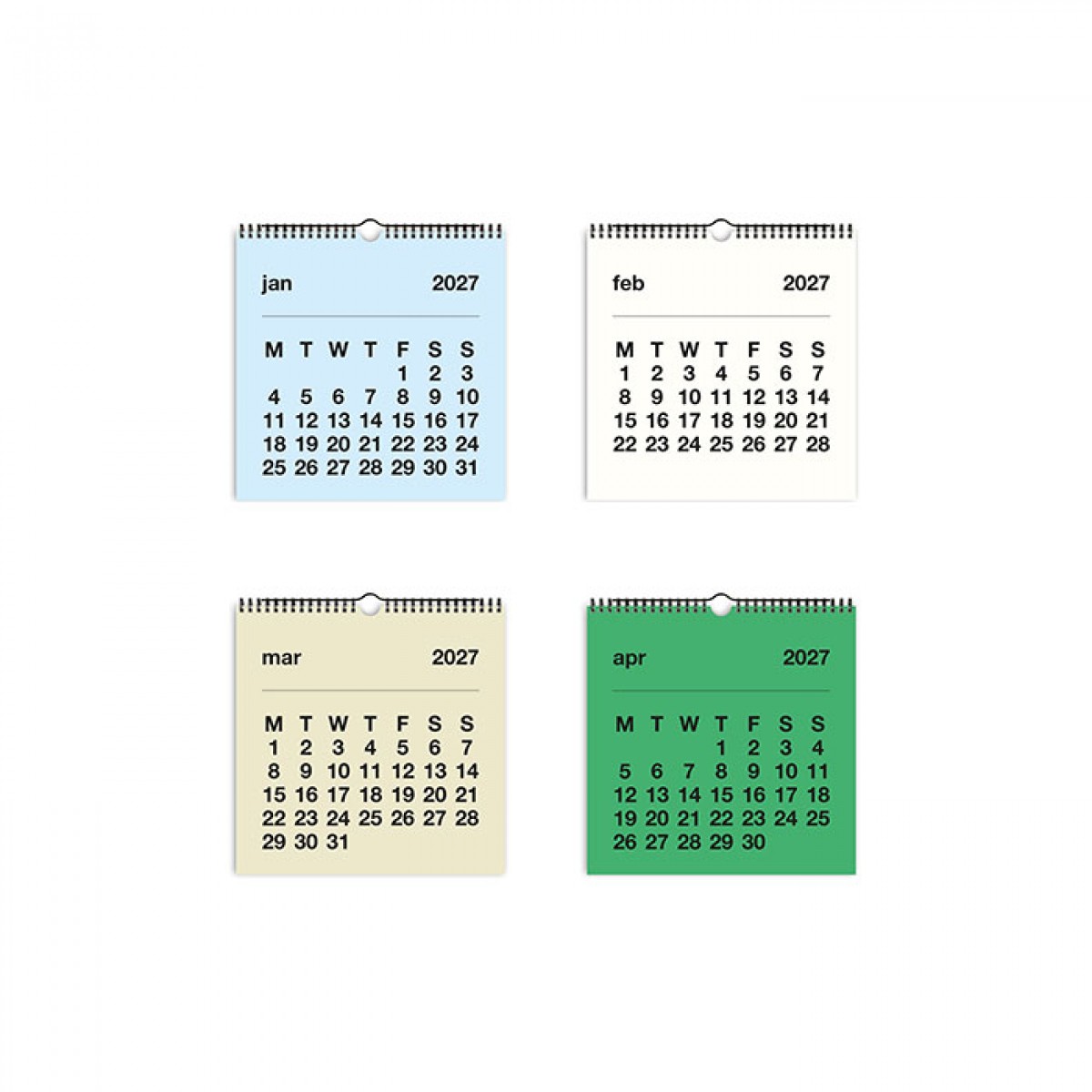 redfries basic 2027 – Monatskalender quadratisch