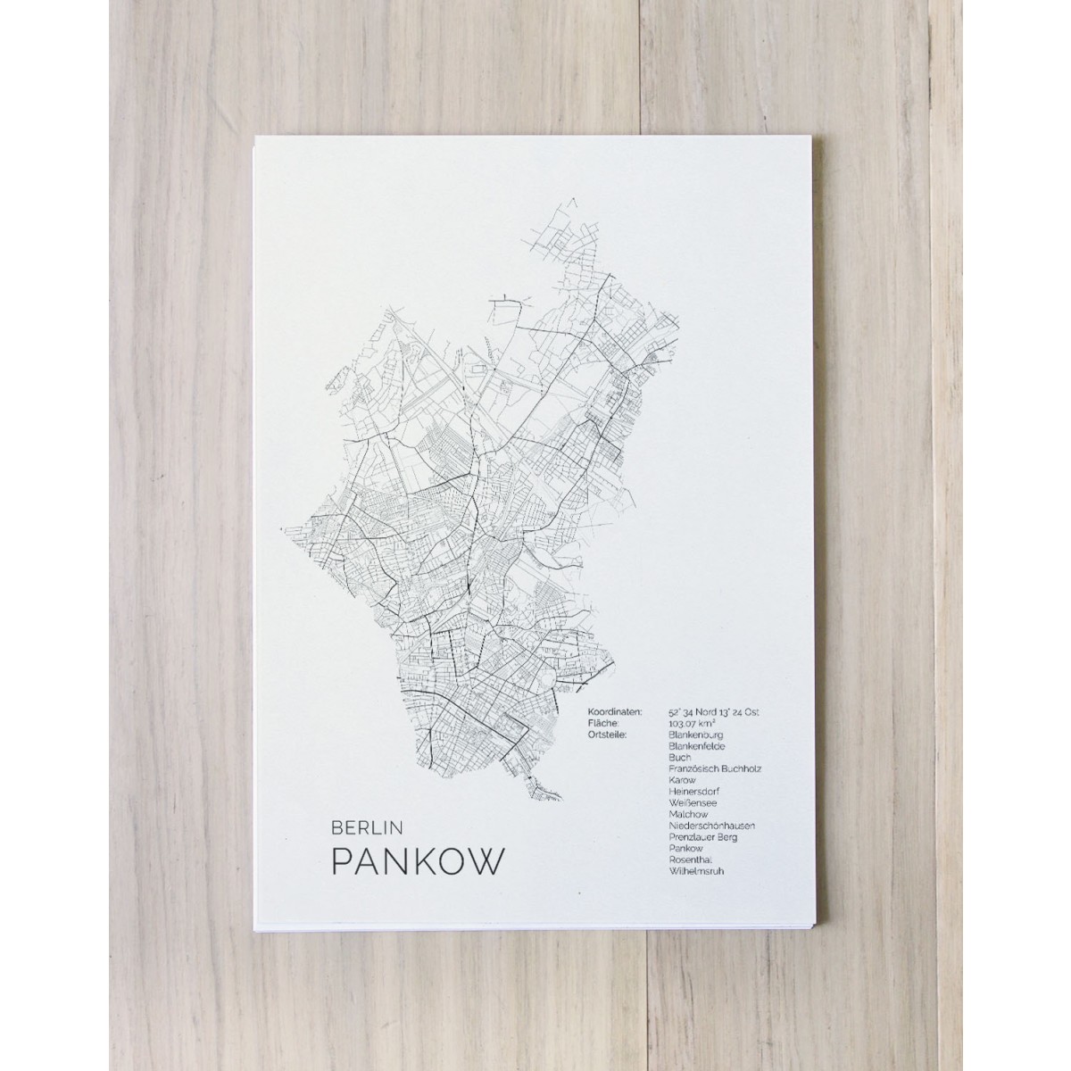 Karte BERLIN Pankow als Print im skandinavischen Stil von Skanemarie +++ Geschenkidee zu Weihnachten