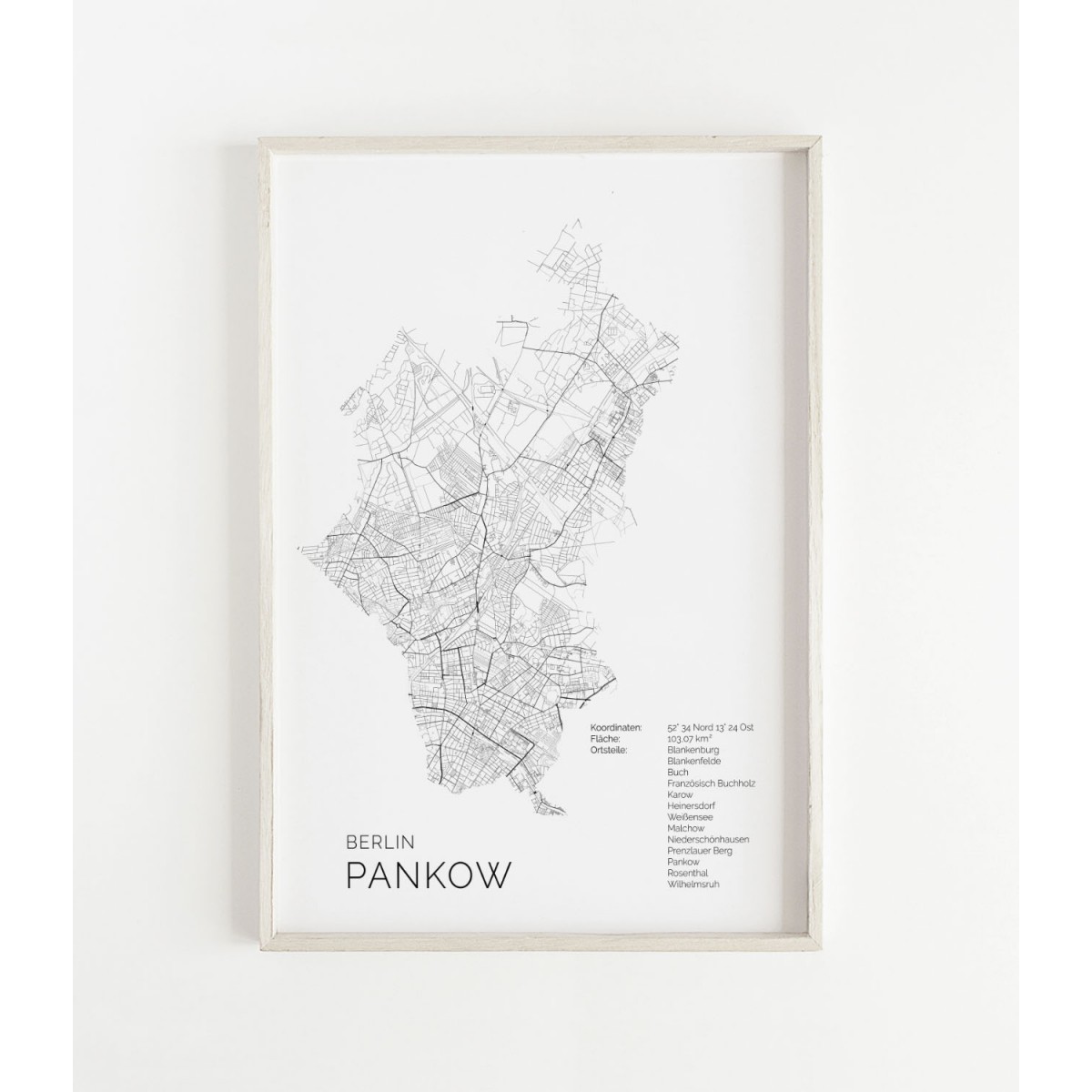 Karte BERLIN Pankow als Print im skandinavischen Stil